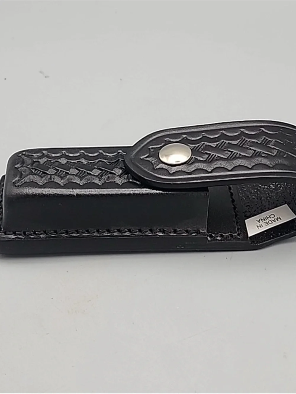 Men's Black Leather Tool/Key Sheath with Snap Closure
